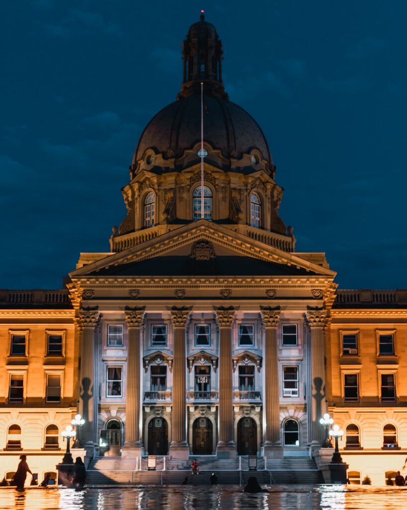 Edmonton Legislature Building at dusk