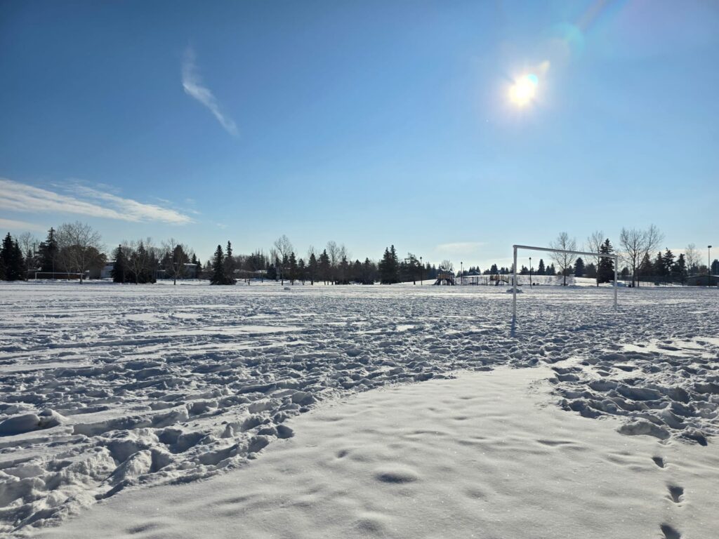 Ekota Edmonton Soccer Field in Winter