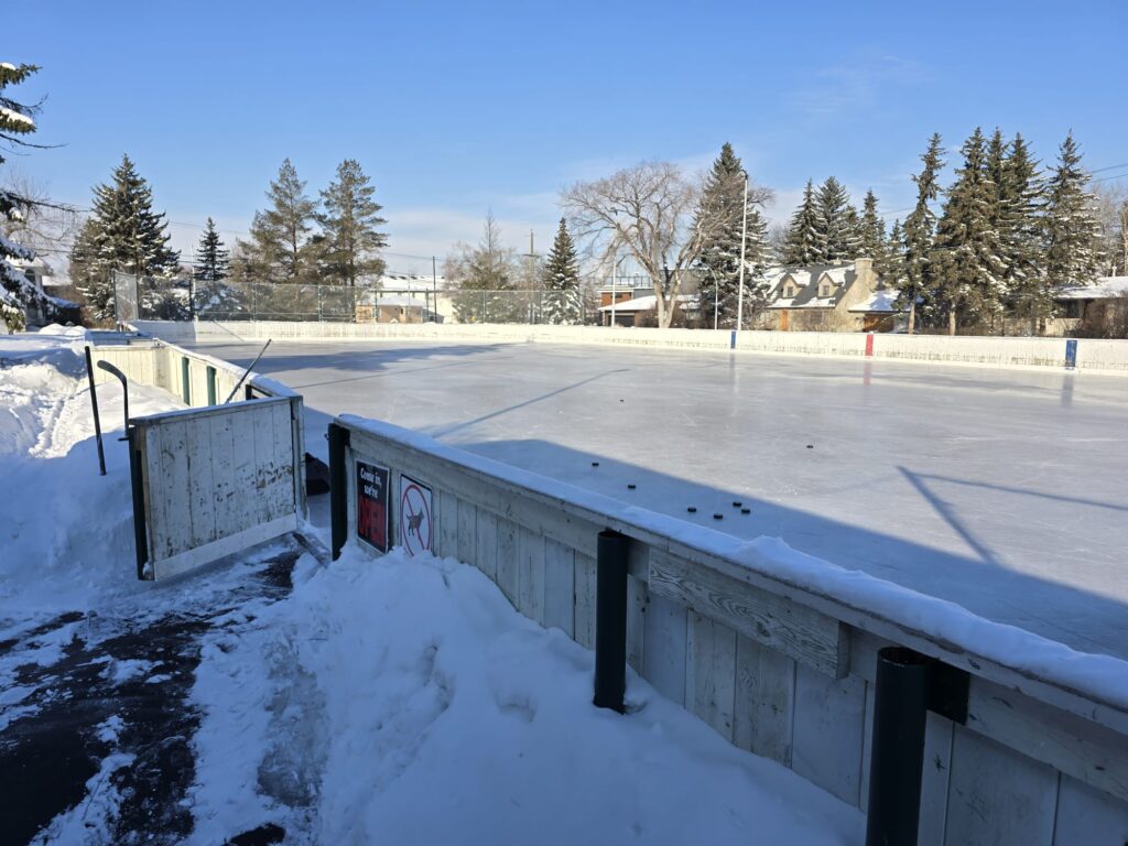 Pleasantview, Edmonton, outdoor rink in winter