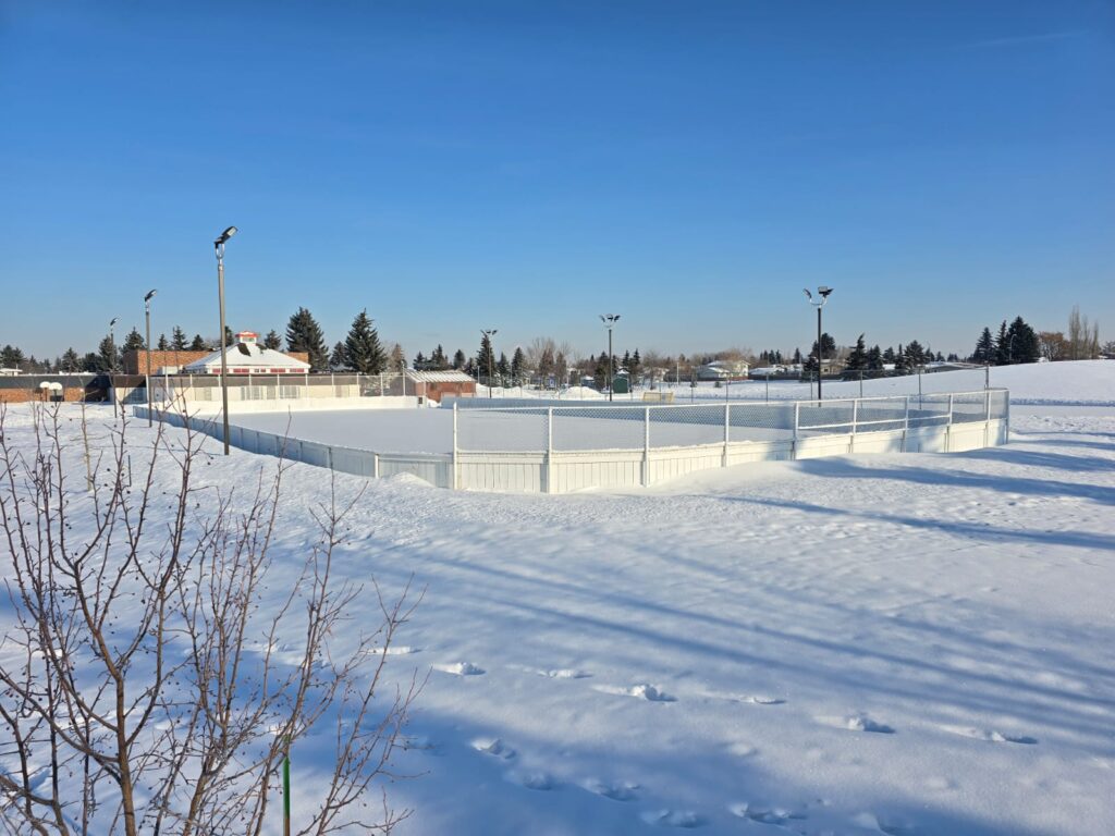 Steinhauer Park Out Door Hockey Rink Edmonton in Winter