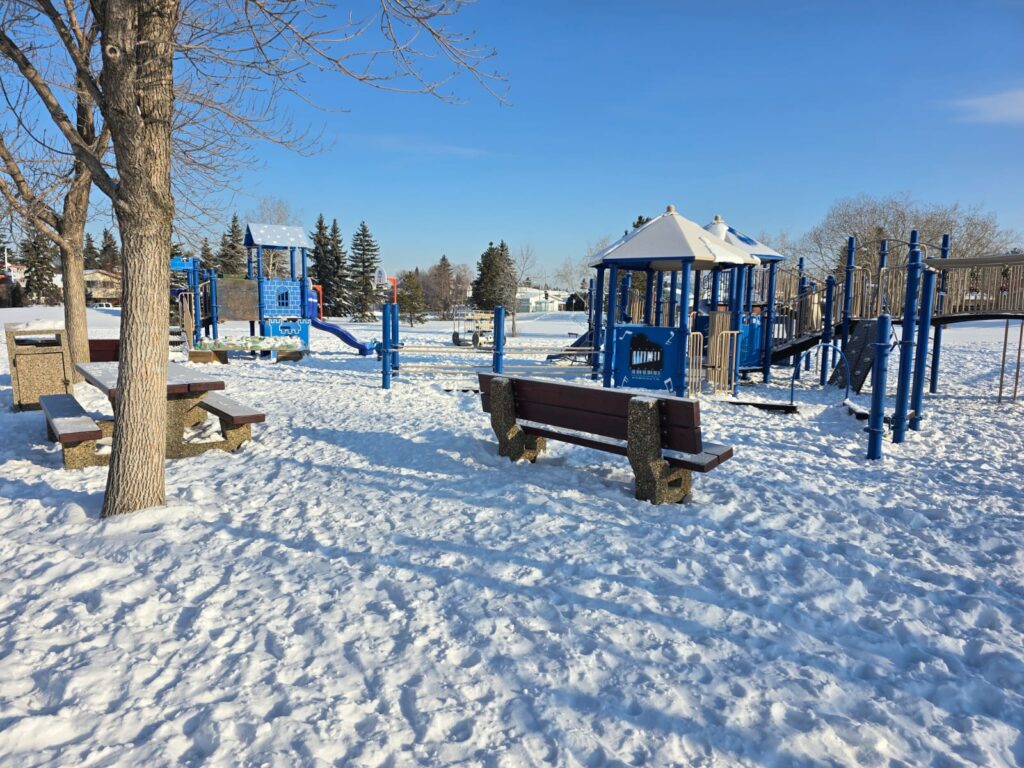 Steinhauer Park Edmonton basketball court in Winter