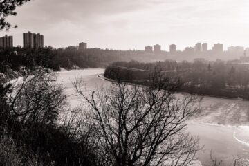 Edmonton Skyline in distance with River Valley below
